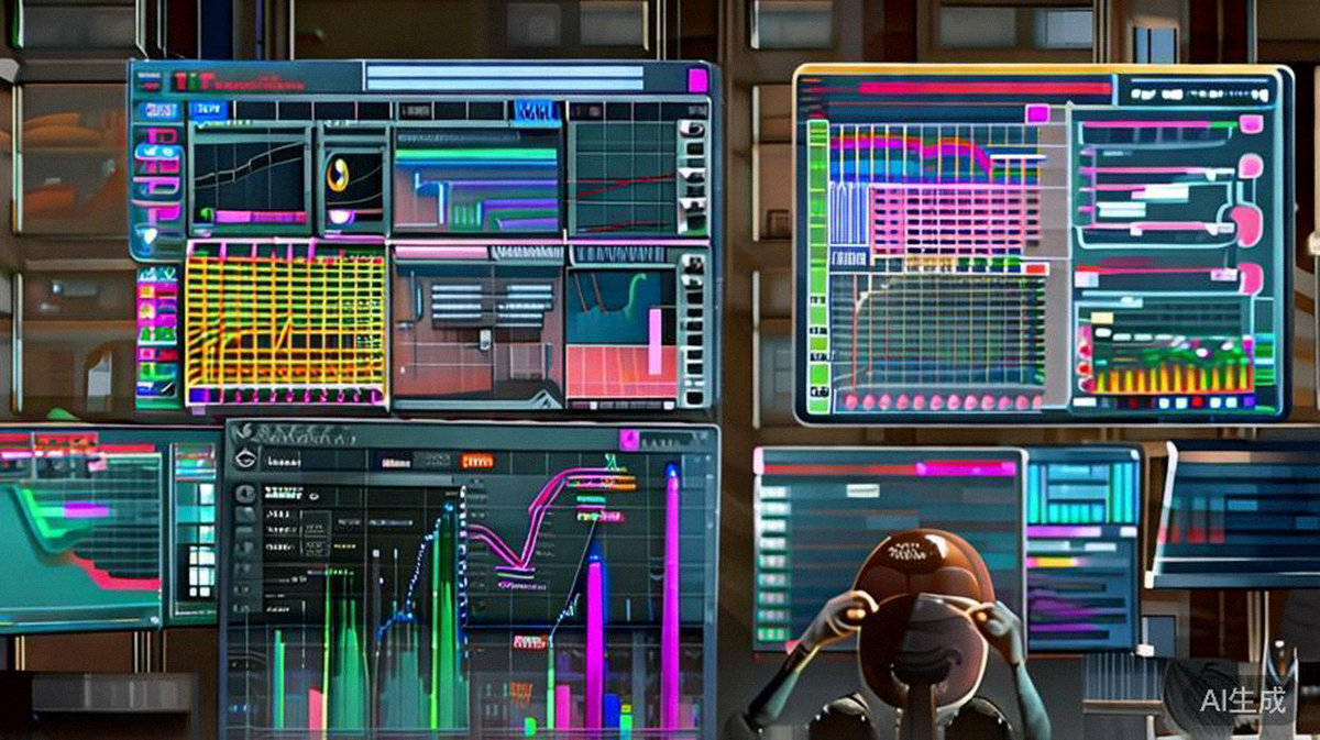 市场调研实战场景：分析师正在使用多屏幕分析不同国家的社交媒体趋势与电商平台数据