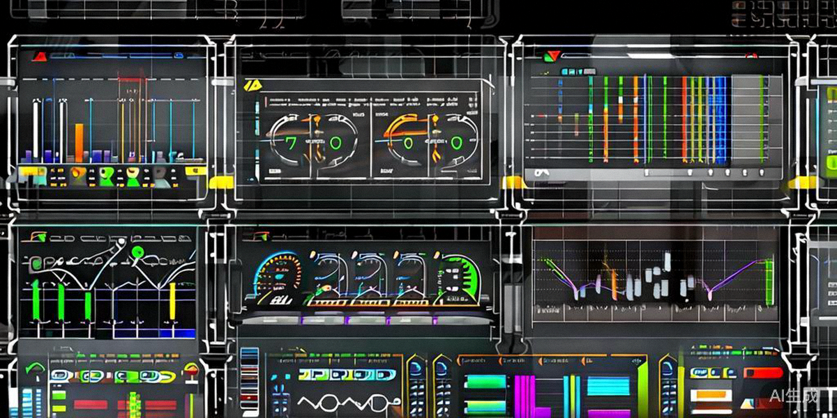 数据监控与分析面板示意图：显示关键指标仪表盘、趋势图表与归因分析报告
