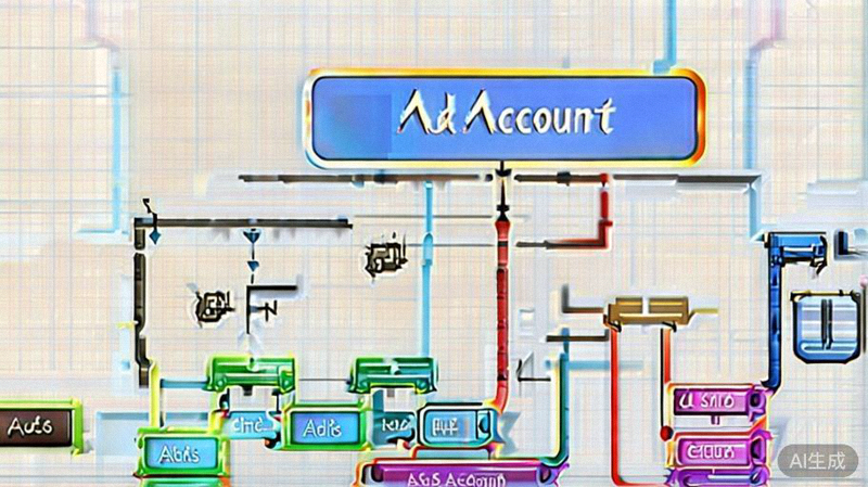 Meta广告账户层级结构示意图：展示从广告账户到广告系列、广告组、广告的树状图